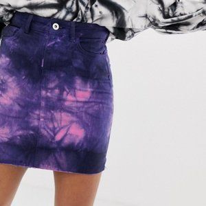 COLLUSION denim mini skirt in tie dye